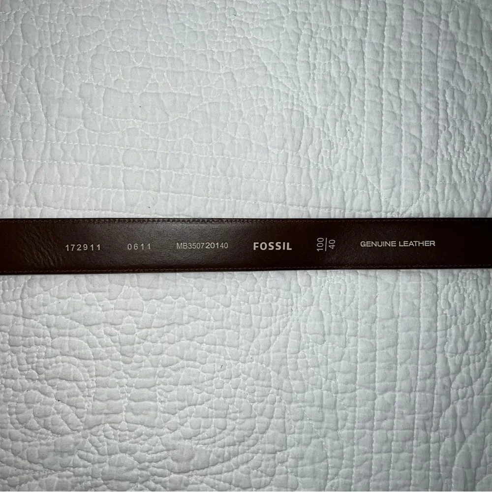 FOSSIL Woodrow Dark Brown Genuine Leather Belt Mens NWT Sz 40 - Picture 8 of 11